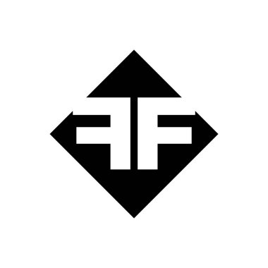 'FF' şirket adı ilk harfler monogram. Kare logolu FF.