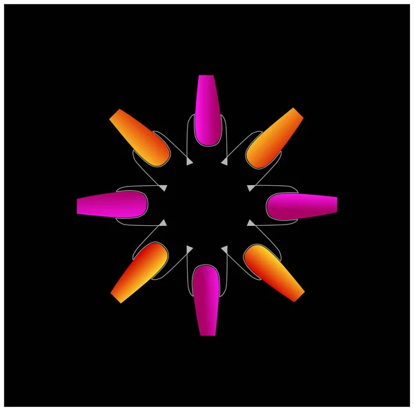 Colorful Nail Logo Nail Art Monogram Nails Flower — Wektor stockowy