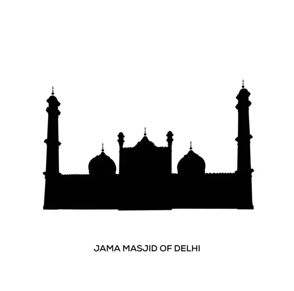 Jama Masjid Silhouette Black Color Jama Masjid Delhi Black Icon — 스톡 벡터