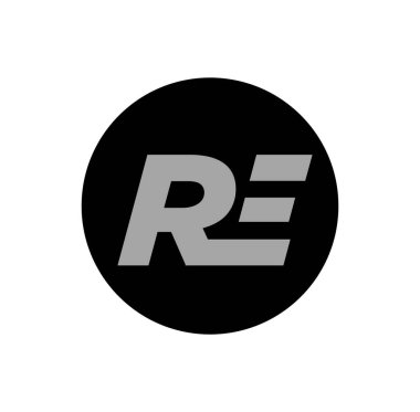 RE şirketinin ilk harfleri monogram. RE sembolü.