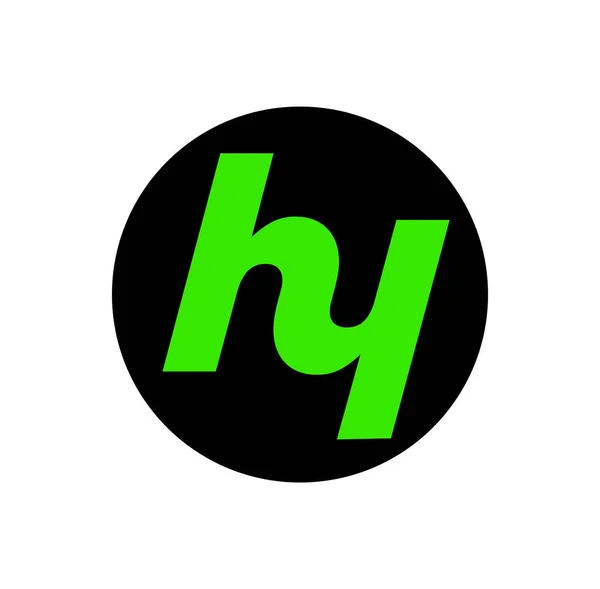 Hy品牌首字母首字母单字 绿色Hy公司圆形图标 — 图库矢量图片