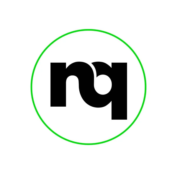 Nq品牌的首字母首字母标题 Nq公司绿色圆形图标 — 图库矢量图片