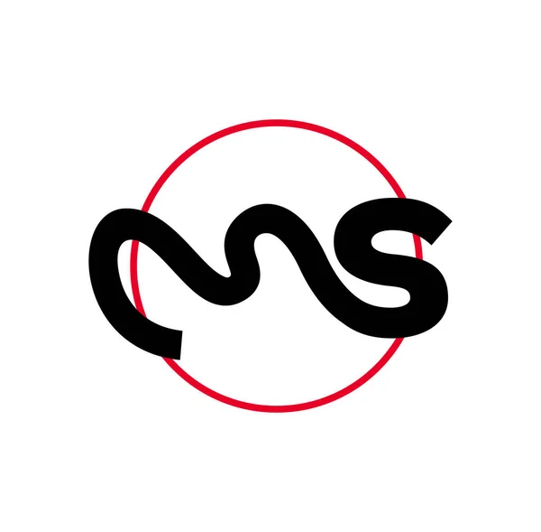 Ms社名初期文字モノグラム 赤丸付き Msアイコン — ストックベクタ