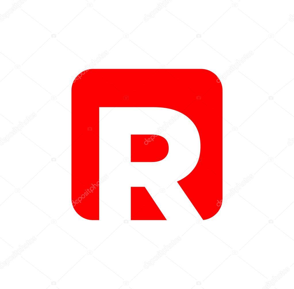 R letter monogram in red color. R company name initial letter icon.