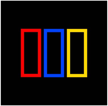 Üç renk dikey dikdörtgen vektör. 3 renkte 3 dikdörtgen.