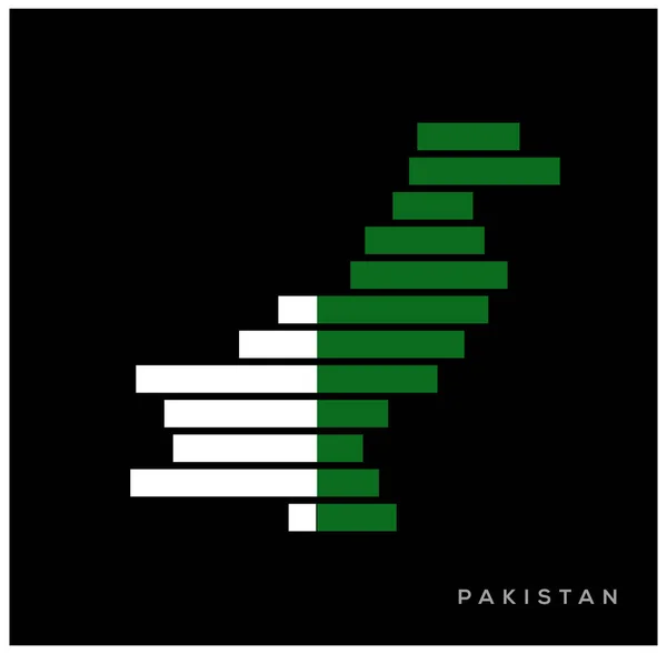 Пакистанская Карта Графическом Векторе Карта Пакистана Полосках Цветов Флага — стоковый вектор