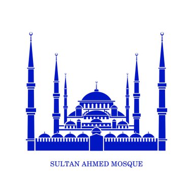 Sultan Ahamed Cami vektör ikonu. Sultan Ahamed Camii mavi vektör çizimi. Mavi Cami simgesi.