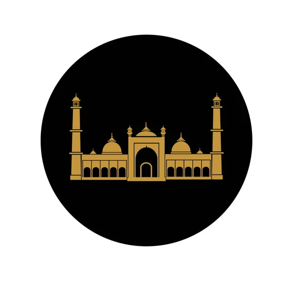 Яма Масджид Золота Векторна Ікона Jama Mosque Delhi Flat Illustration — стоковий вектор