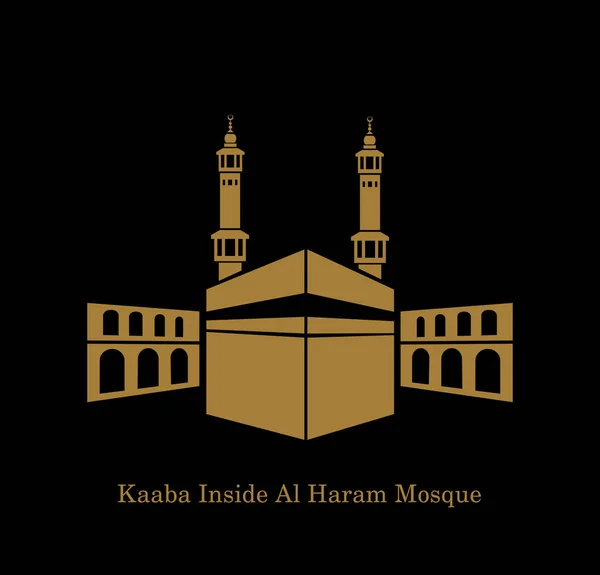 Ícone Vetorial Kaaba Haram Vetor Kaaba Com Cor Dourada Haram — Vetor de Stock