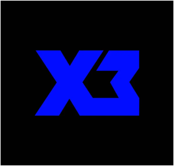 X3公司名称首字母缩写 X3蓝色矢量图标 — 图库矢量图片