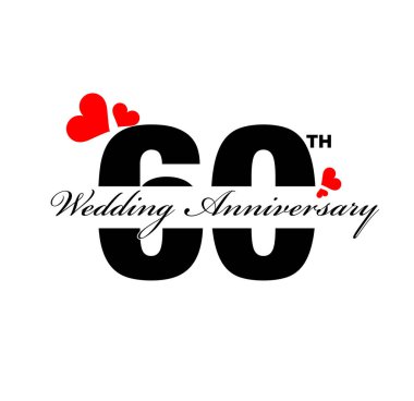 60. Evlilik Yıldönümü kırmızı kalplerle karşılanıyor. Mutlu Evlilik Yıldönümleri postası.