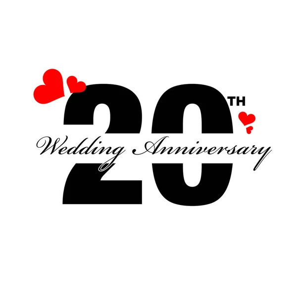 20. evlilik yıldönümü kırmızı kalplerle karşılanıyor. Mutlu Evlilik Yıldönümleri postası.