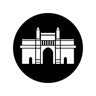 Hindistan 'ın siyah-beyaz vektör ikonunun geçidi. Hindistan 'ın Düz Vektör Kapısı.