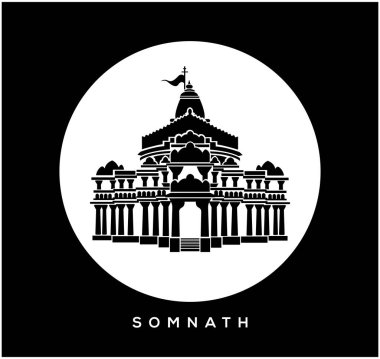 Efendi Shiva (Somnath) Tapınak vektör simgesi. Somnath Tapınağı, Gujarat ikonu.