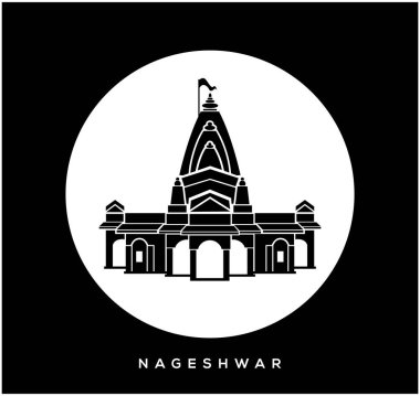 Lord Shiva (Nageshwar Jyotirlinga) tapınak vektör simgesi. Nageshwar Tapınağı, Gujarat.