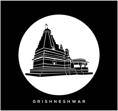 Lord Shiva (Grishneshwar Jyotirlinga) tapınak vektör simgesi. Grishneshwar Tapınağı, Aurangabad.