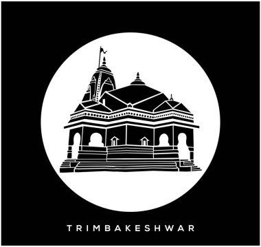 Lord Shiva (Trimbakeshwar Jyotirlinga) tapınak vektör simgesi. Trimbakeshwar Tapınağı, Nashik.