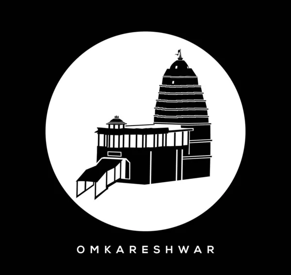 Seigneur Shiva Omkareshwar Jyotirlinga Temple Vecteur Icône Temple Omkareshwar Temple — Image vectorielle
