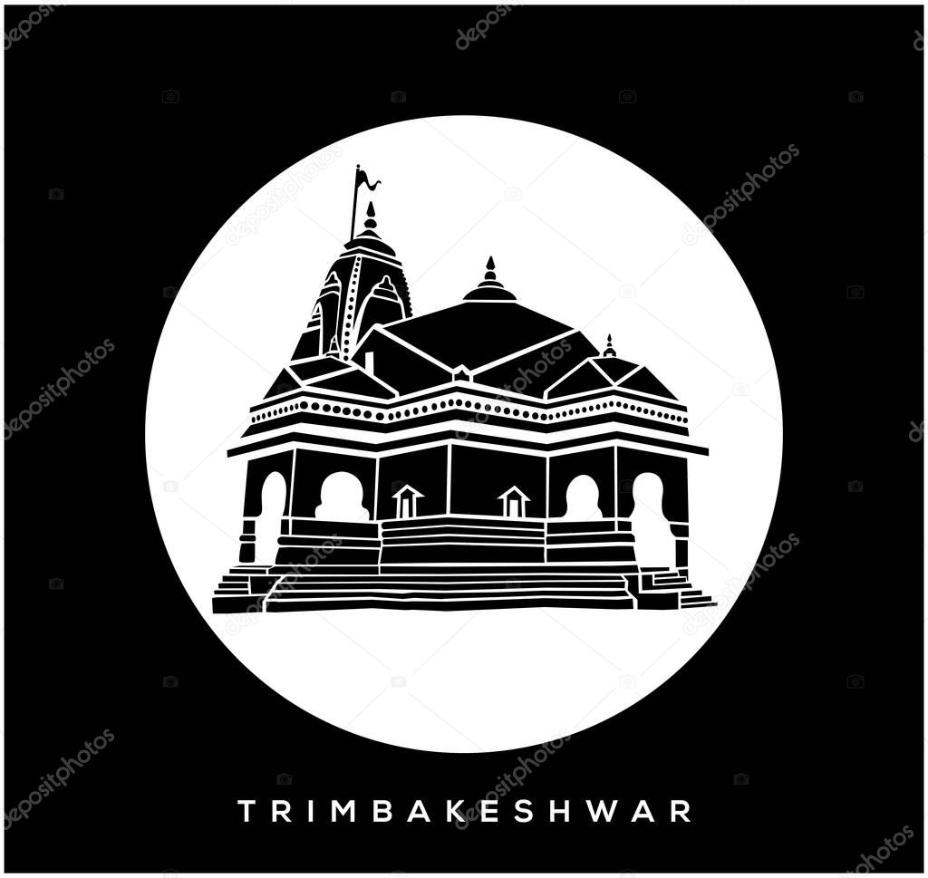 lord shiva (Trimbakeshwar Jyotirlinga) temple vector icon. Trimbakeshwar temple, Nashik.