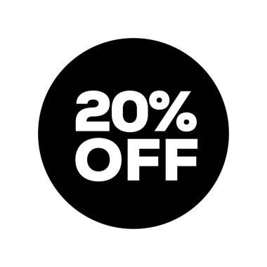 % 20 indirimli vektör etiket simgesi.