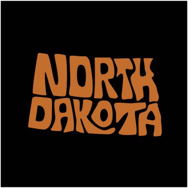 Kuzey Dakota haritası tipografisi. Kuzey Dakota harita tipografisi. Kuzey Dakota harfleri.