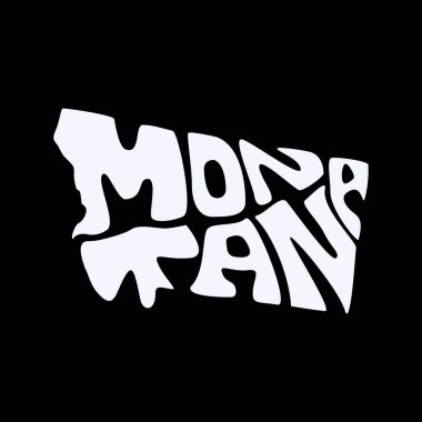 Montana eyalet haritası tipografisi. Montana tipografisi. Montana Eyaleti harfleri.