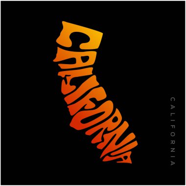 Kaliforniya haritası tipografisi. Kaliforniya haritası tipografisi. Kaliforniya harfleri.