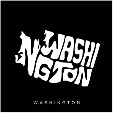 Washington eyalet haritası tipografisi. Washington haritası tipografisi. Washington harfleri..