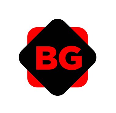 BG şirketinin ilk harfleri baş harfler. Kırmızı BG harfleri.