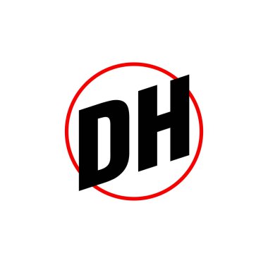 DH harf simgesi. Kırmızı yuvarlak şirket ilk harfleri DH.