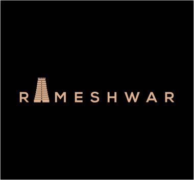 Tapınak ikonu vektörlü Rameshwar Typography. Rameshwar Lordu Shiva Tapınağı.