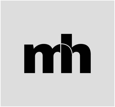 MH marka ilk harf simgesi. MH siyah simge monogramı.