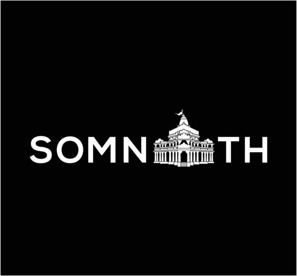 Somnath字体与Somnath神庙图标 主Shiva Somnath神庙 — 图库矢量图片