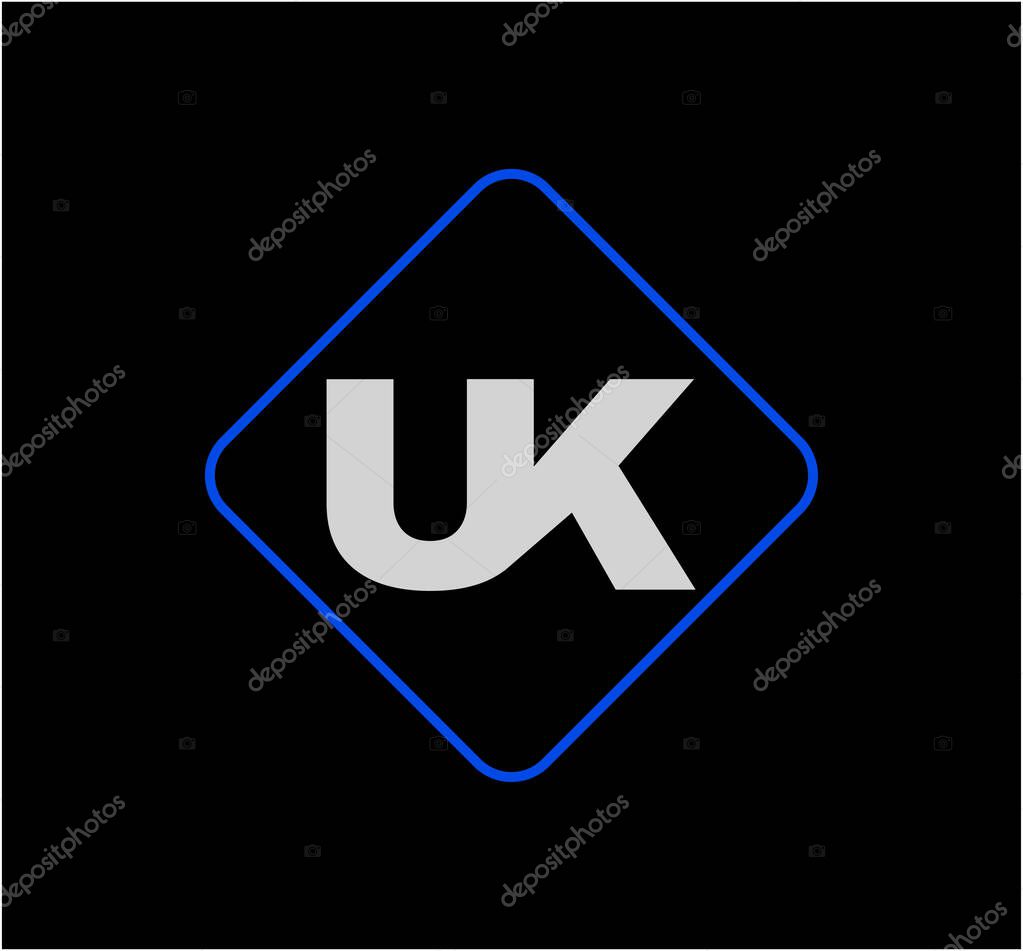 UK brand name initial letters monogram. UK letters icon.