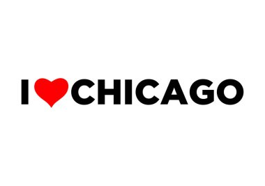 Kırmızı kalpli Chicago tipografisini seviyorum. Chicago harflerini seviyorum..