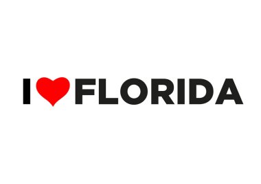 Kırmızı kalpli Florida tipografisini seviyorum. Florida harflerini seviyorum..