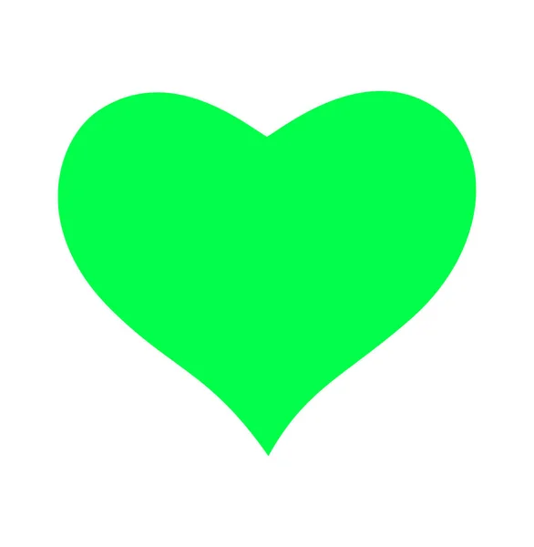 Icono Corazón Color Verde Fluorescente Sobre Fondo Blanco — Vector de stock