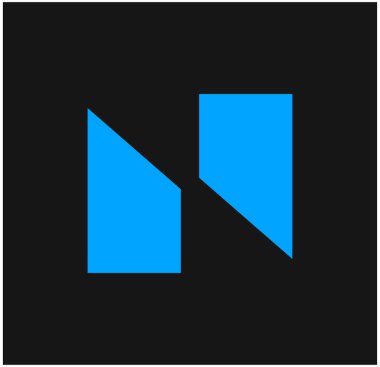 N mavi harfli monogram. N şirketi adı ilk harfler monogram.