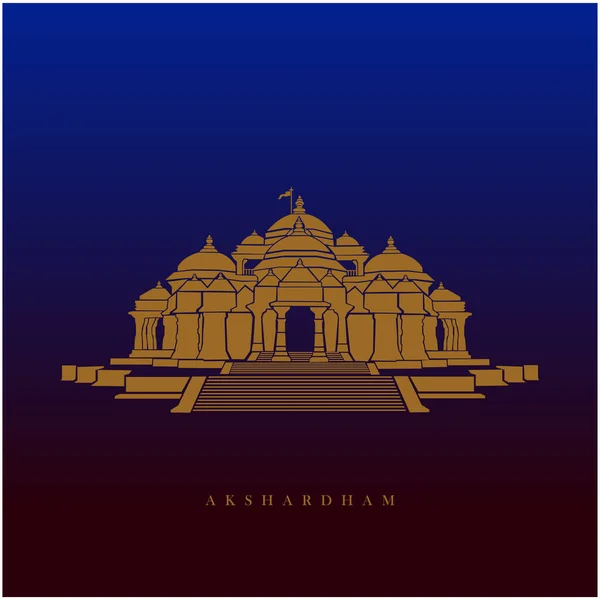 Icône Vectorielle Temple Swaminarayan Akshardham Akshardham Mandir Delhi — Image vectorielle