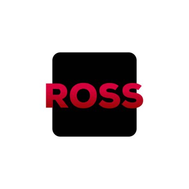 Ross tipografi monogramı. Ross siyah kareyle yazıldı.