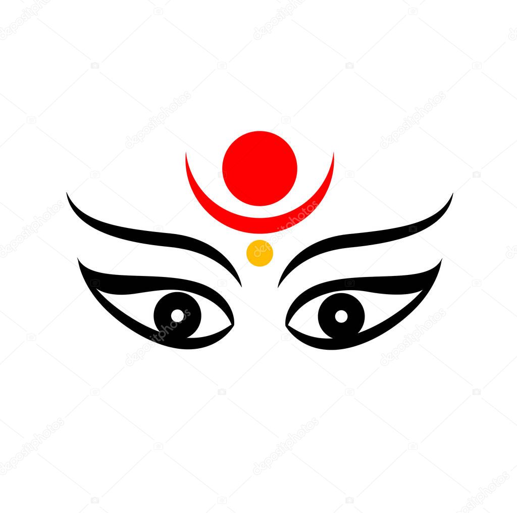 Shakti face vector icon. Lord Durga face icon.