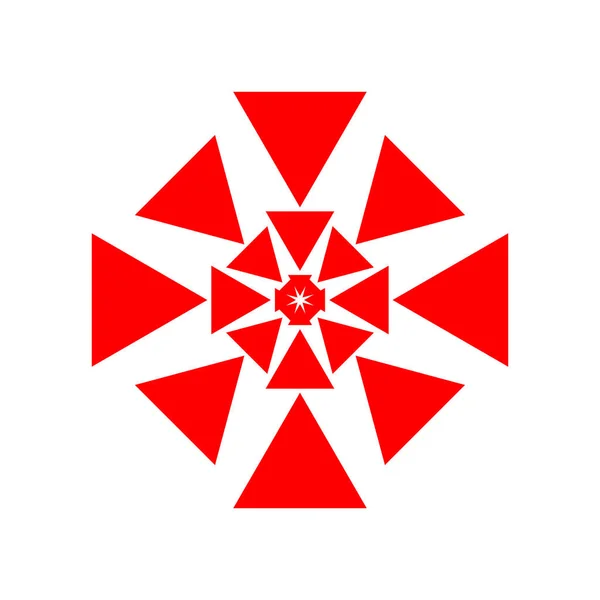 Rode Driehoek Mandala Vector Driehoek Rond — Stockvector
