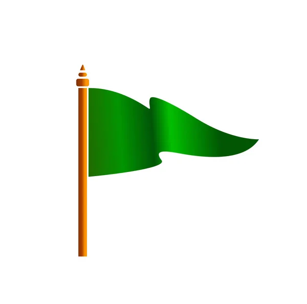 Icono Vector Bandera Verde Color Blanco — Vector de stock