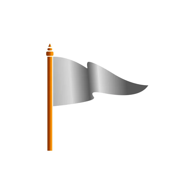 Witte Zilveren Vlag Vector Pictogram Witte Achtergrond — Stockvector