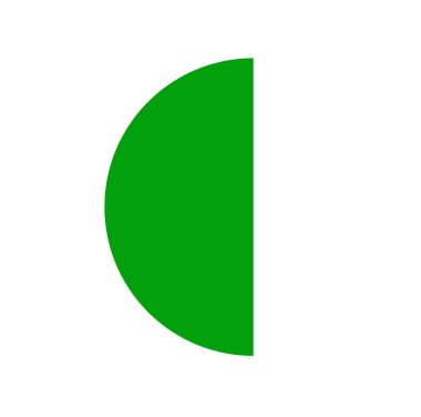 Yarı yeşil daire vektör simgesi. Yeşil kesme çemberi.