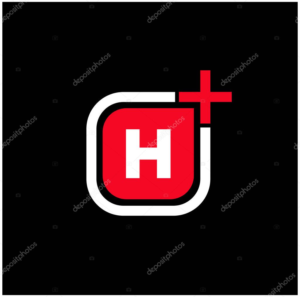 H plus vector icon. H plus monogram of company.