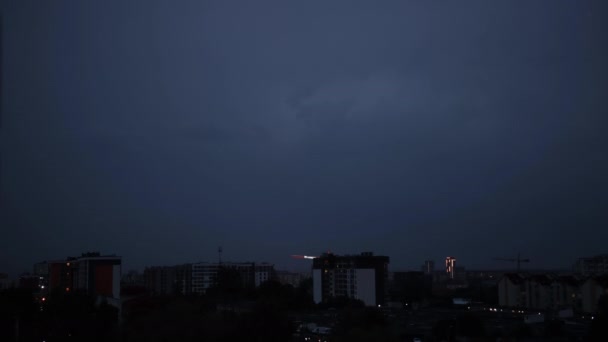 Lightning city in light. Thunderstorm town in light. Flash thunderstorm flash — Stock Video