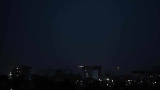 Lightning city in light. Thunderstorm town in light. Flash thunderstorm flash — Stock Video