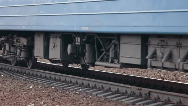 Import export goods china. Latvian train wagon station. Rail passenger cars — Stock Video