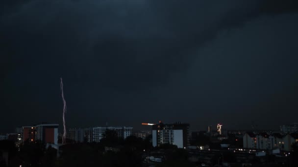 Lightning city in light. Thunderstorm town in light. Flash thunderstorm flash — Stock Video
